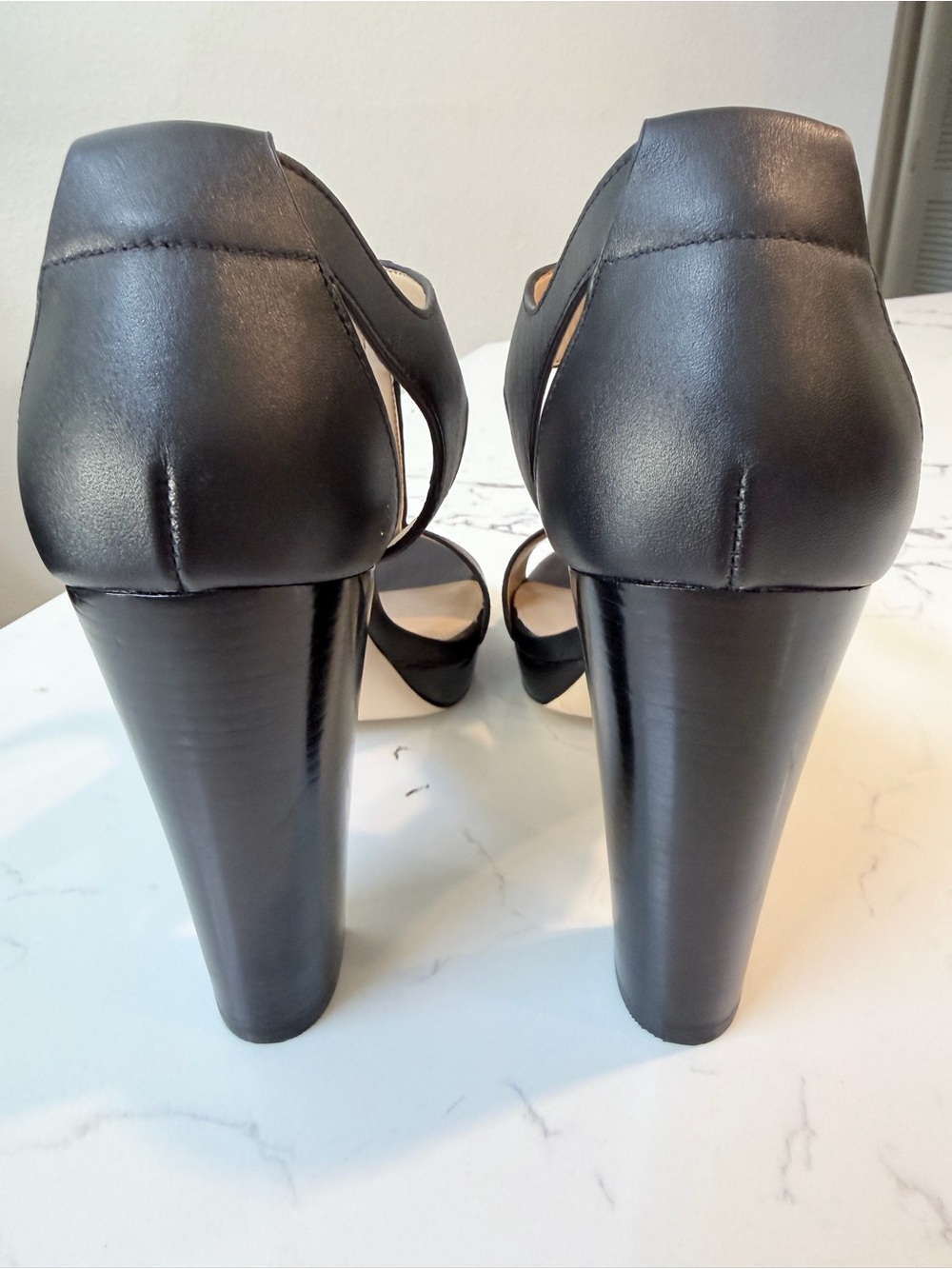 MICHAEL Michael Kors Black High Heel Sandals with Gold Zipper Detail - Picture 10 of 12